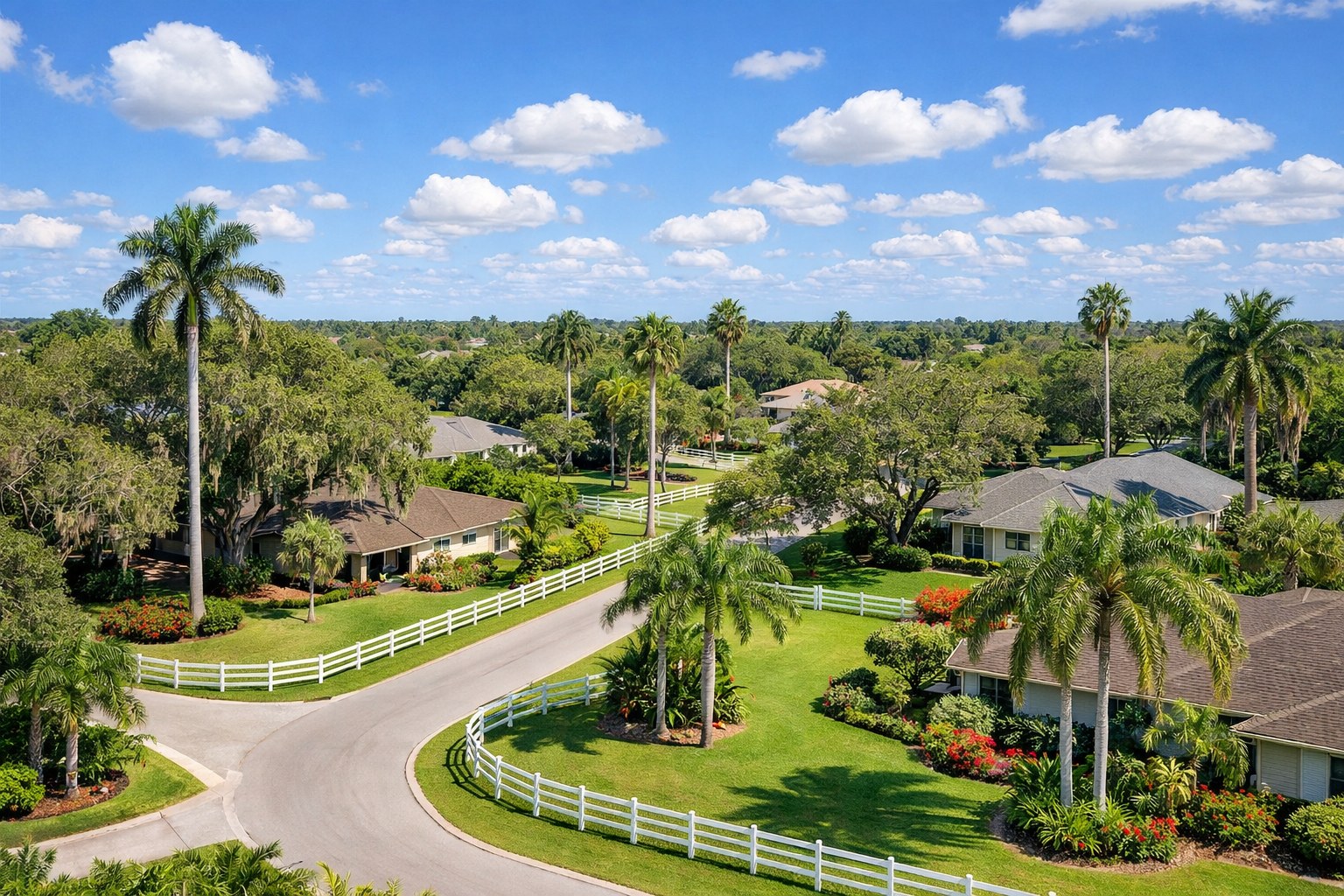 Davie Florida Neighborhoods: The Complete Guide to All 52 Communities (2026) — Davie Florida aerial photo with palm and oak canopy 2026