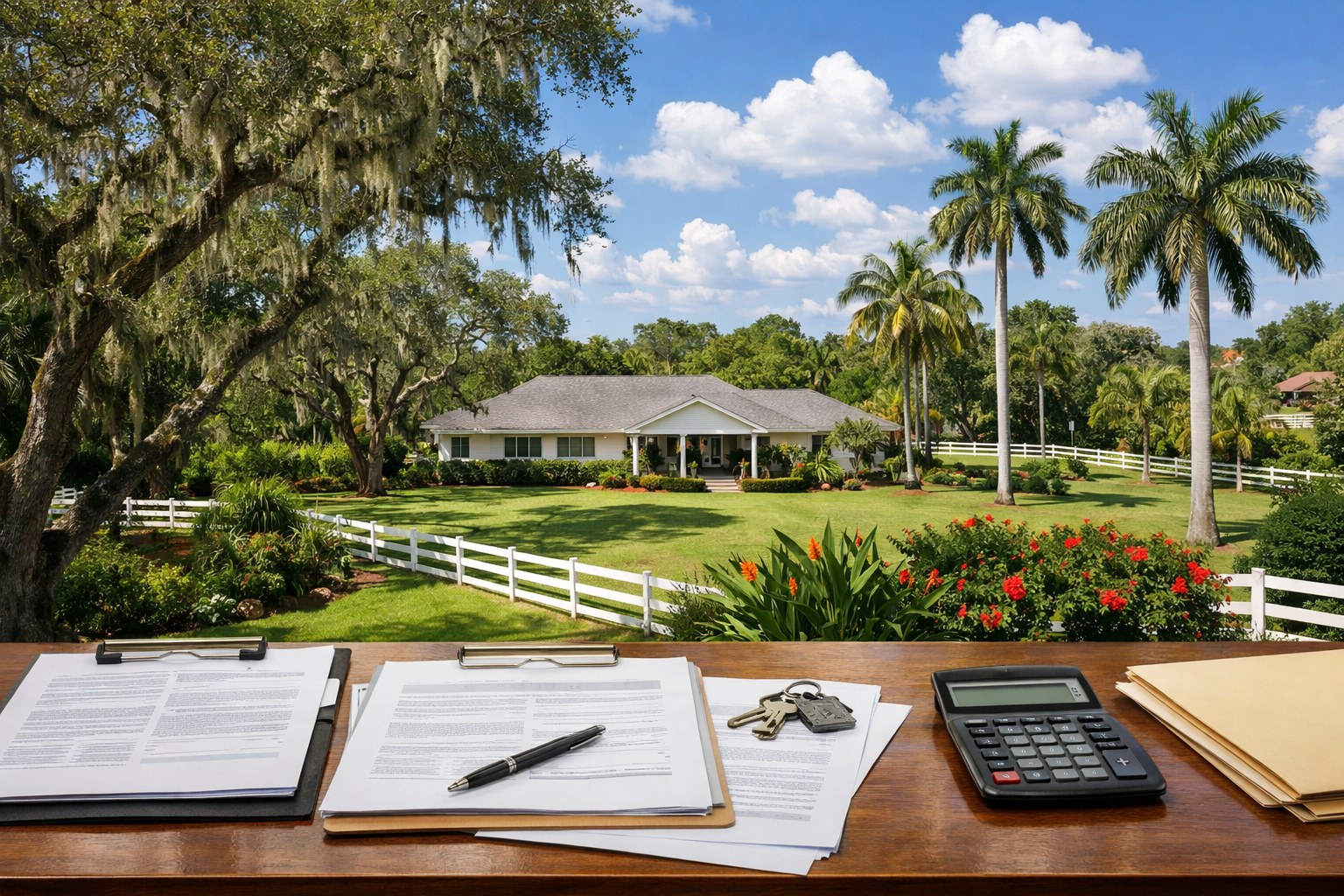 Davie Florida Property Taxes 2026: Homestead Exemption Guide — Davie Florida aerial photo with palm and oak canopy 2026