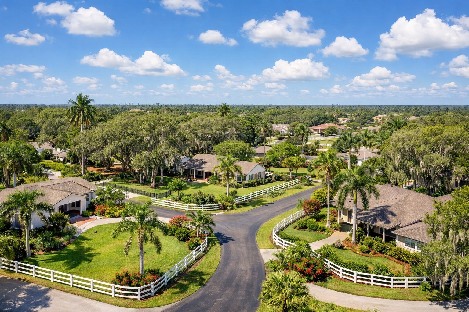 Davie vs. Plantation Florida: Which Neighborhood Is Better? — Davie Florida aerial photo with palm and oak canopy 2026
