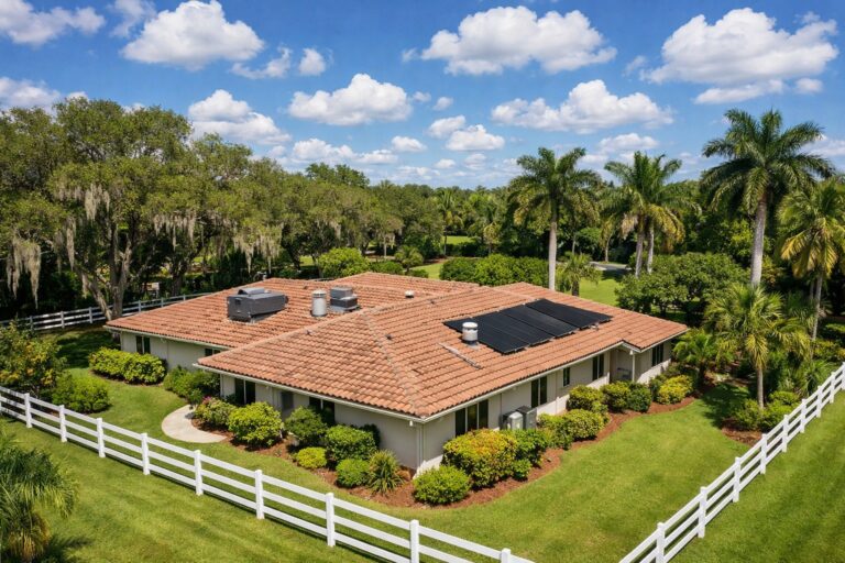 Davie Florida ranch home roof and exterior under inspection where Florida 4-point inspection covers roof electrical plumbing HVAC for insurance binding 2026
