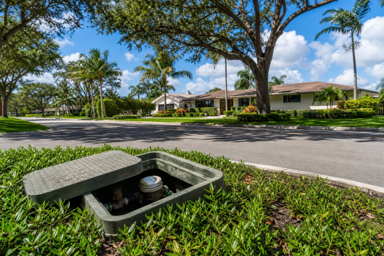 Davie Florida residential water meter representing Town of Davie utility billing structure
