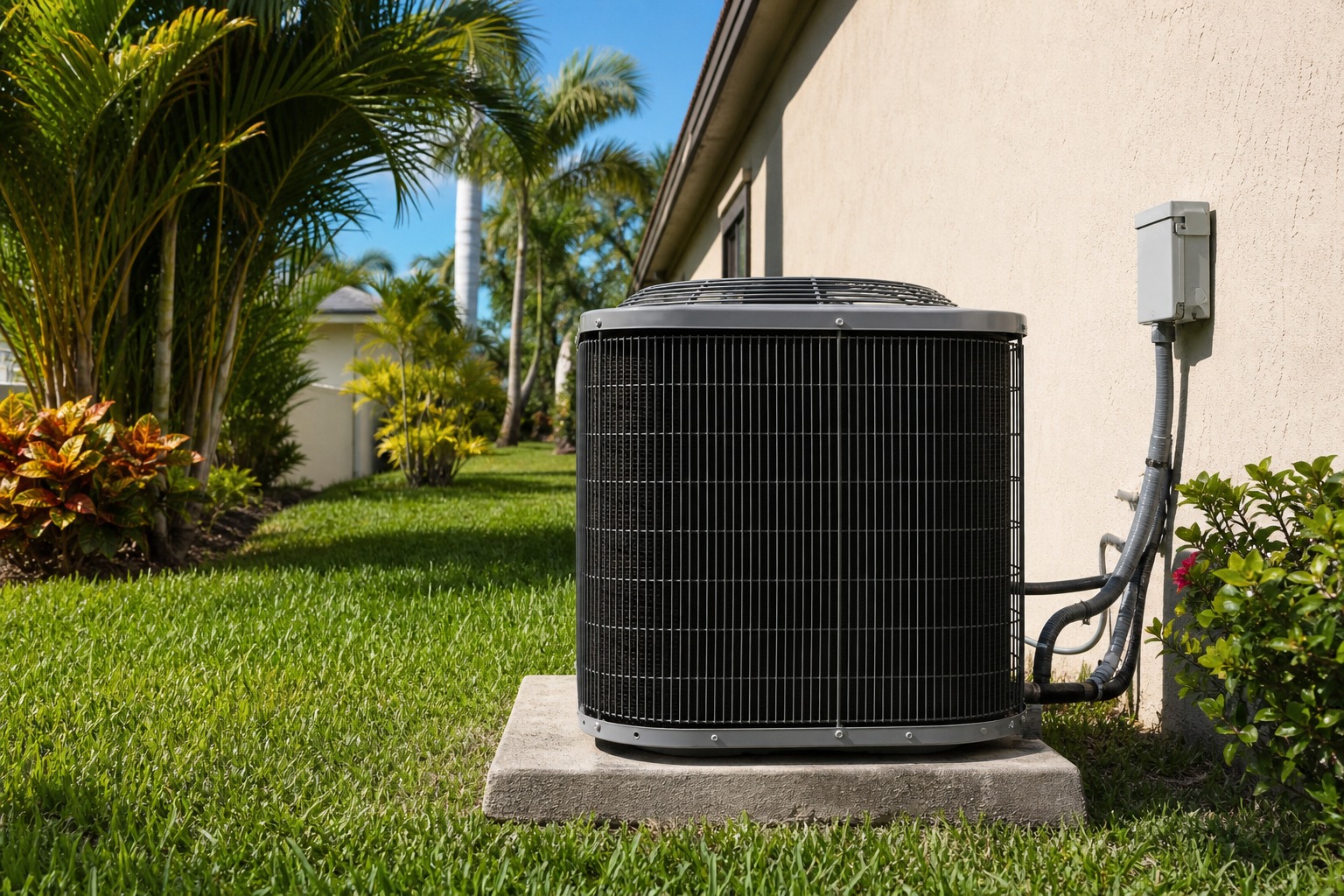 davie florida home warranty worth it 2026 Outdoor central air conditioning condenser unit beside a single family home in Davie Florida