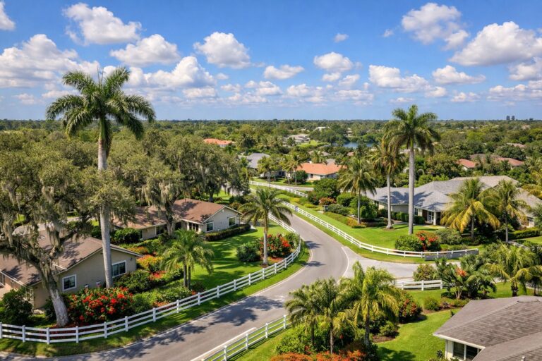 Fenced property line in Davie, Florida, the boundary a survey confirms before closing