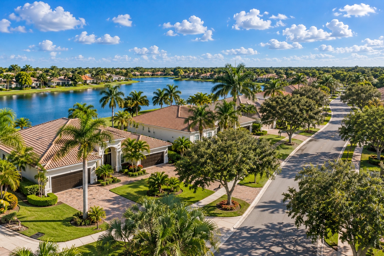Weston Florida suburban single family neighborhood street with palm and oak trees where homeowners transfer Save Our Homes portability when they downsize 2026